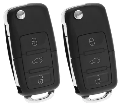 Image de 2 boîtiers de clés de voiture avec 3 boutons, compatibles avec les modèles Golf, Polo et Bora. Boîtier pour télécommande de voiture, avec lame non coupée