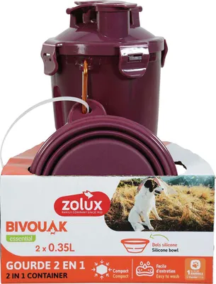 Image de Bouteille 2en1+ 2 bols BIVOUAK 2x350ml rouge Zolux