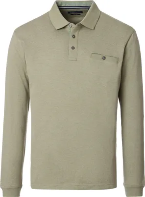 Produktbild von CASAMODA Herren Poloshirt Langarm Polokragen Casual Piqué Hellgrün M