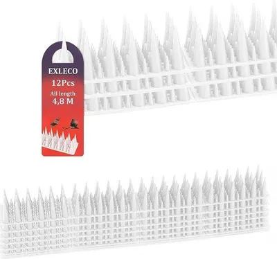 Obrázek produktu pro Plastová ochrana proti ptákům, 48 m, 12 kusů, odpuzující holuby, průhledná