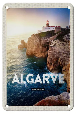 Produktbild von Blechschild Reise 12x18cm Algarve Portugal Klippen Meer Urlaub Schild