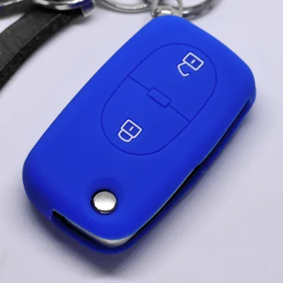 Produktbild von Auto Schlüssel Silikon Schutz Hülle Blau kompatibel mit Audi A2 A3 A4 A6 S4 TT S6 bis 2007 2 Tasten Klappschlüssel