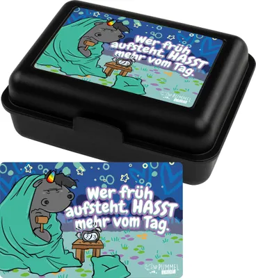 Produktbild von Pummel & Friends Brotdose Grummeleinhorn - Frühaufsteher Lunchbox Butterbrotdose mit Trennwand Schwarz