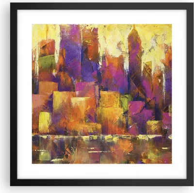 Produktbild von Gerahmtes Poster - Schwarzer Rahmen - Abstraktion Stadt Wolkenkratzer - 40x40 cm - Wand Bild - Wanddeko - Wandbilder - Wandposter - Bilderrahmen - Bilder - Kunstdruck - Wandbild - P2BAC40x40-4294