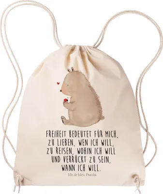 Produktbild von Mr. & Mrs. Panda rucksack beutel Bär Marienkäfer - Transparent - Geschenk, wander, Motivation, Turnbeutel, Kleiner, Stoffbeutel, Teddy, Das Leben Ist schön, Sportbeutel