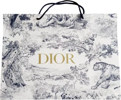 Zdjęcie produktu dla Torba Dior biała Toile de Jouy tygrysy i las złote logo czarne uchwyty