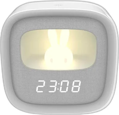 Zdjęcie produktu dla Budzik z nocnym króliczkiem LED Forever Light FNL-06 biały kwadratowy