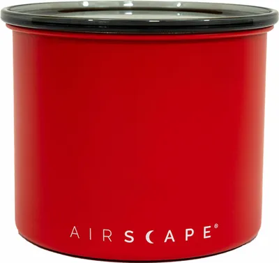 Produktbild von Planetary Design Airscape Edelstahl-Kaffeedose, Lebensmittelaufbewahrungsbehälter, patentierter luftdichter Deckel, überschüssige Luft herausdrücken, hält Lebensmittel frisch (klein, mattes Rot)