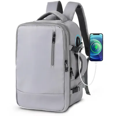Produktbild von Cityrucksack Rucksack Wasserdichter Backpack Schultasche mit Laptopfach Handgepäck Rucksack Für Flugzeug Unter Sitzplatz Tasche (Dunkelgrau)