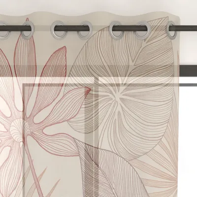 Vorhang mit Ösen, bedruckt, 135x250 cm, Beige, Polyester