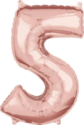 Image de Ballon 26 or rose chiffre 5 1 pc.
