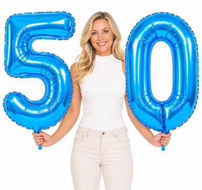 Obrázek produktu pro Fóliové balónky číslo 50 modré 100 cm narozeniny oslava
