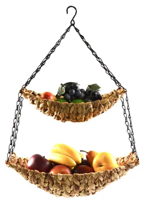 Produktbild von Hänge-Etagere 2 Etagen Hängekorb Hängeampel Obstkorb Gemüse-Ampel Korb z. Hängen