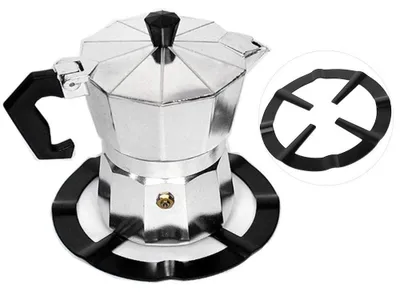 Kaffeeablage aus Edelstahl, schwarz, rund, für Moka-Kanne