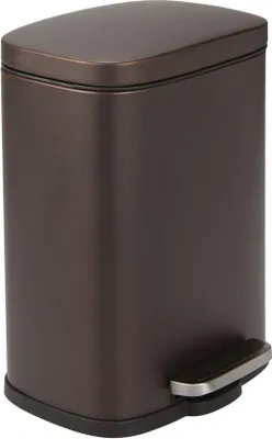 Image de Poubelle à pédale de 5 l en acier inoxydable avec pédale, couvercle et panier intérieur en plastique ; petite poubelle pour la salle de bains et la cuisine ou comme poubelle de bureau