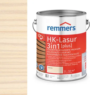Immagine prodotto di Remmers HK-Lasur 3in1 (plus) 5 L Eimer Weiss TC-990