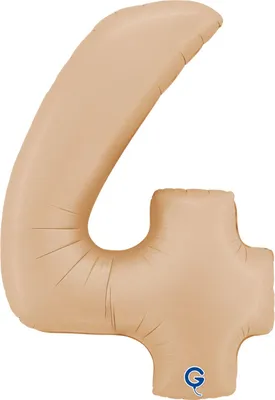 Image de Ballon en aluminium géant 40"/102 cm | Satin Nude Chiffre : 4