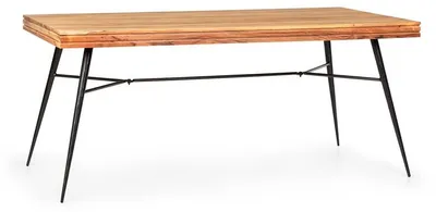 Zdjęcie produktu dla Stół jadalny Besoa Vantor, akacja, 175 x 78 x 90 cm, dla 6 osób, wysokość stołu 78 cm, solidna konstrukcja, styl industrialny, biały, drewno