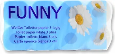 Produktbild von Toilettenpapier FUNNY - 3 - lagig - Zellstoff - hochweiß - 96 Rollen
