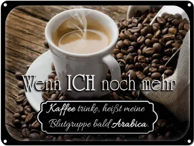 Produktbild von vianmo Blechschild 30x40 cm Kaffee bald Blutgruppe Arabica Spruch Zitat