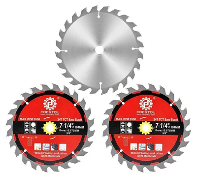 Immagine prodotto di Disco circolare per legno, 184 mm x 15,875 mm, 24 denti, confezione da 3 pezzi, adatto per compensato, pannelli di particelle e materiali plastici