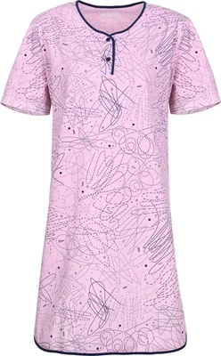 Produktbild von Nachthemd für Damen aus Baumwolle, Kurzarm, Sommer, Serie Ala I, Größe L, Pink