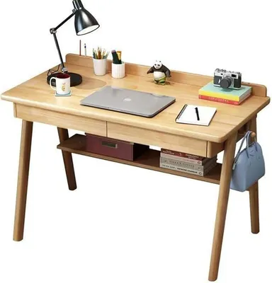 Imagen del producto de Escritorio con cajones, mesa pequeña para ordenador ideal para oficina en casa, escritorio moderno para habitaciones de estudiantes, despacho, escritorio de madera para portátil y PC, 100 cm (color natural, 120 x 60 x 75 cm)