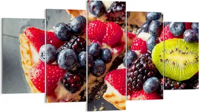 Produktbild von Bild auf Leinwand - Leinwandbild - Kuchen Dessert Obst Erdbeere - 160x85cm - Wand Bild - Wanddeko - Leinwanddruck - Bilder - Kunstdruck - Wanddekoration - Leinwand bilder - Wandkunst - EA160x85-2871