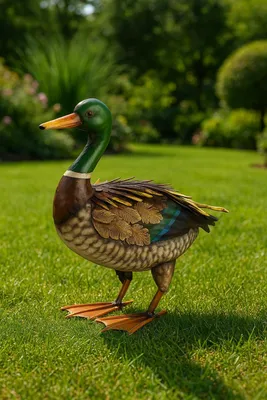 Produktbild von Dekofigur Ente Federfreude Metall bunt 35cm Gartenfigur stehend
