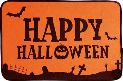 Immagine prodotto di Zerbino di Halloween Design spaventoso Zucche Scheletri Lapidi Decorazione Streghe WiFi Personalizzazione Accessorio, Colore: Arancione