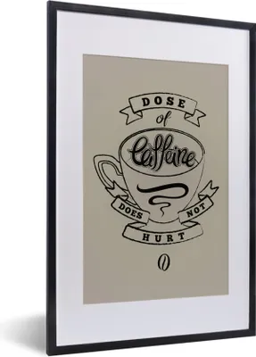 Produktbild von MuchoWow® MuchoWow® Gerahmtes Poster Kaffee - Sprichwörter - Vintage - Eine Dosis Koffein tut nicht weh - Zitate 40x60 cm - Poster mit zchwarzem Bilderrahmen - Poster in Rahmen