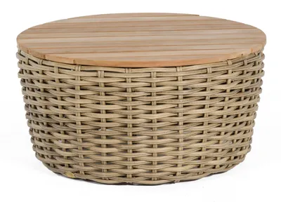 Produktbild von Sonnenpartner Sands Loungetisch Ø 91 cm Alu/Teakholz mit Polyrattan Light Oaks