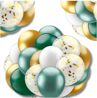 Obrázek produktu pro Sada 60 zelených balónků s konfetami, latex, průměr 25 cm