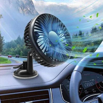Immagine prodotto di Ventilatore da auto USB 12 V/24 V con rotazione a 360 gradi - cavo da 14 m - 3 velocità