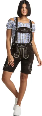 Produktbild von Steigenhöfer Traditionelle Lederhose für Damen mit Trägern Dunkelbraun 34