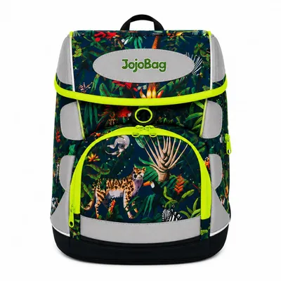 Produktbild von JojoBag Ergonomisches Schulranzen-Set 5-teilig „Jungle“ | Leicht & Sicher mit Reflektoren | Das Rundum-Sorglos-Set für die Grundschule