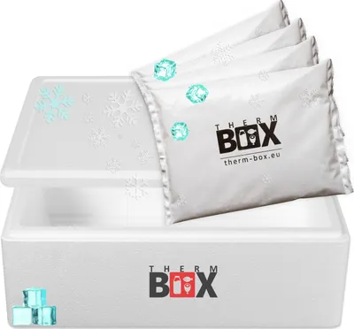 Produktbild von THERM BOX Styroporbox 29W mit 4x Kühlakku für Kühlbox 29L Innen: 53x33x16cm Transportbox Thermobehälter Wiederverwendbar