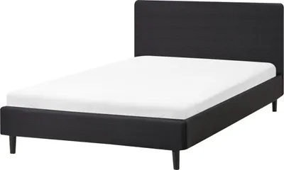 Zdjęcie produktu dla BELIANI Łóżko czarne tapicerowane 120 x 200 cm ze stelażem i zagłówkiem
