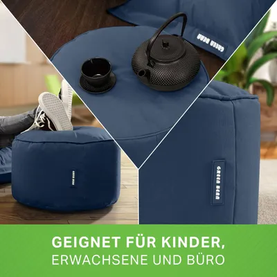 Produktbild von Green Bean® Sitzsack-Hocker "Stay" 45x25cm mit EPS-Perlen Füllung - Fußhocker Sitz-Pouf für Sitzsäcke - Fußablage Sitzkissen Sitzhocker Dunkelblau