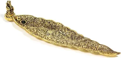 Obrázok produktu pre Kadidlo Ganesh Listový tvar Zlatá farba -- balenie 2 ks - 22 x 5,5 x 4 cm