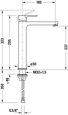Imagen del producto de Grifo monomando para lavabo Duravit D-Code, modelos FreshStart y MinusFlow