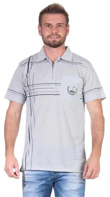 Produktbild von Herren Poloshirt T-Shirt Polo-Hemd Kurzarm, Hellgrau L