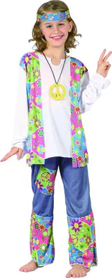 Produktbild von Kinderkostüm für ein Hippie Mädchen S 4-6 Jahre (110-120 cm)