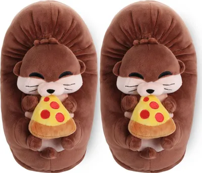 Produktbild von Corimori – Murphy der Otter, Plüsch-Hausschuhe für Kinder und Erwachsene, EU Einheitsgröße 34-44 (Braun)