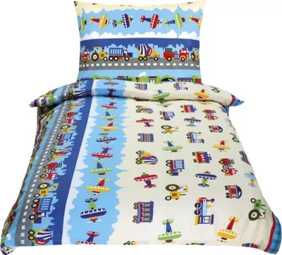 Obrázek produktu pro Bellatex Bavlněné Junior - 140 × 200, 70 × 90 cm - letadla a auta modrá