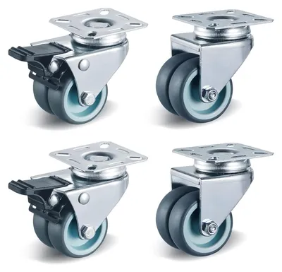 Obrázok produktu pre Kolieska 50 mm, 4 ks, s brzdou, otočné o 360 stupňov, pre nábytok
