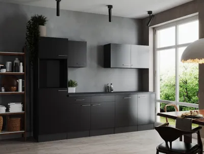 Produktbild von Küche Küchenzeile Leerblock Grau Matt Schwarz Oliver 280 cm Respekta
