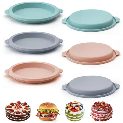 Immagine prodotto di Set da 6 stampi in silicone rotondi, diametro 10 cm, per cupcakes, muffin e hamburger