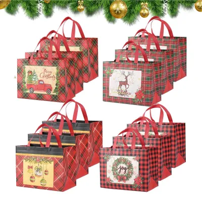 Productafbeelding van Kerstmis Draagtassen Set van 12 Stuks