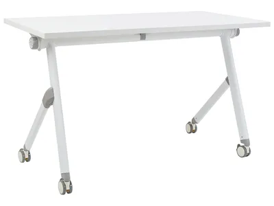 Produktbild von BELIANI Schreibtisch Weiß 120 x 60 cm Klappbar Faltbar mit Rollen Mobil Bürotisch für Homeoffice Büro Modernes Design